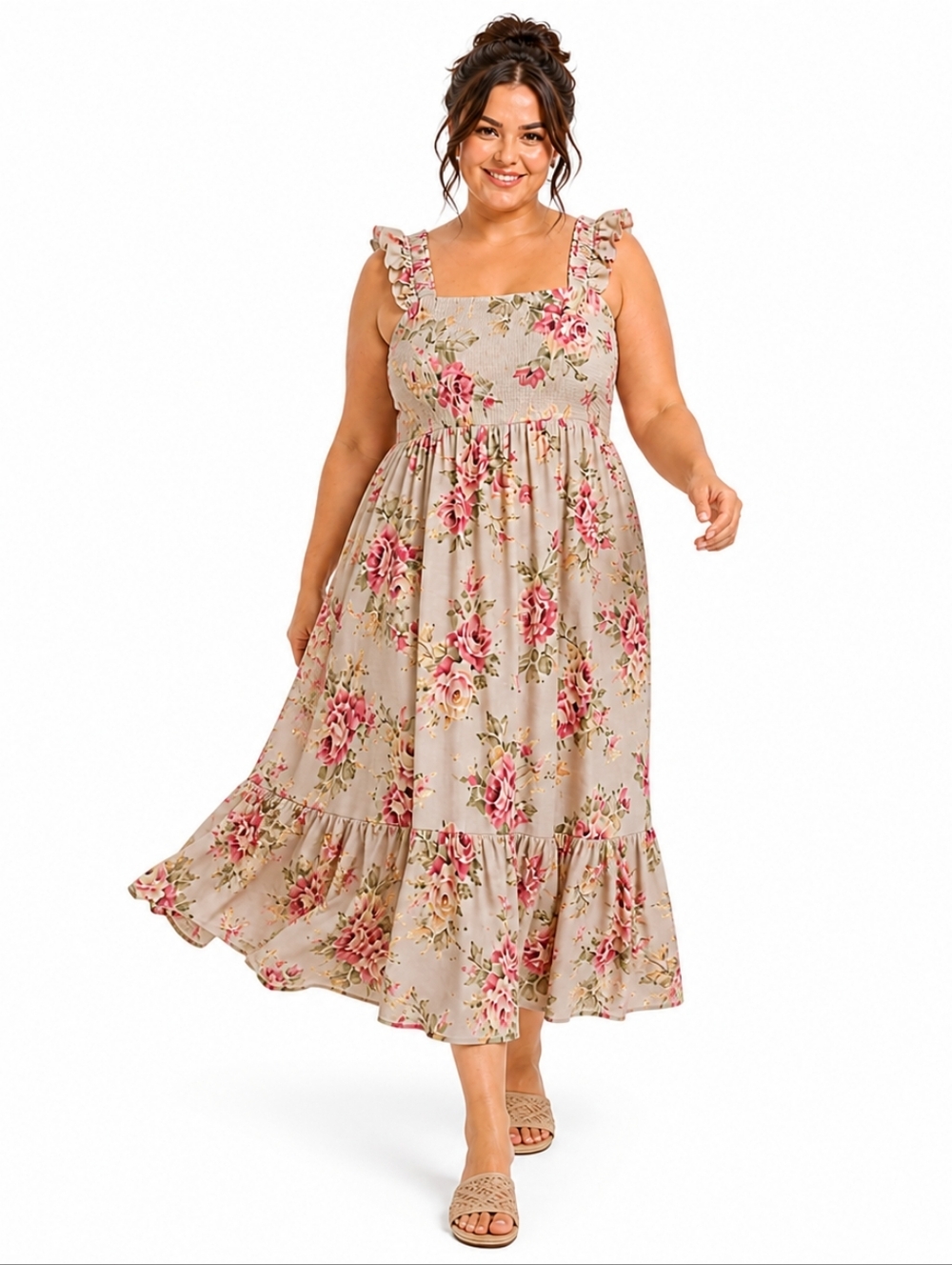 Torrid 3X Floral Maxi Dress Smocked Tiered Boho Pockets Challis NWT - Picture 3 of 15